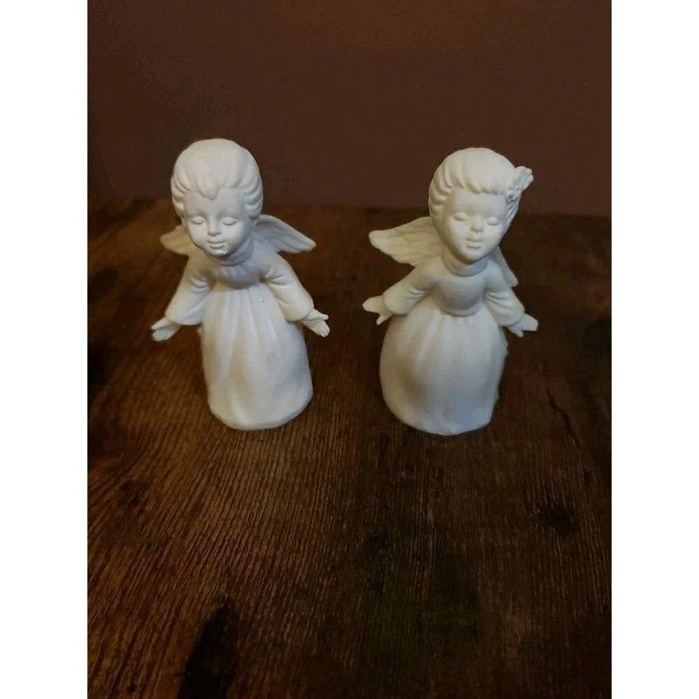 2 pc. Kissing Angels vintage Giftco ornaments figurines box Hong Kong Christmas